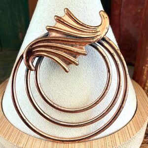 Renoir Copper Modernist Spiral Brooch Mid Century